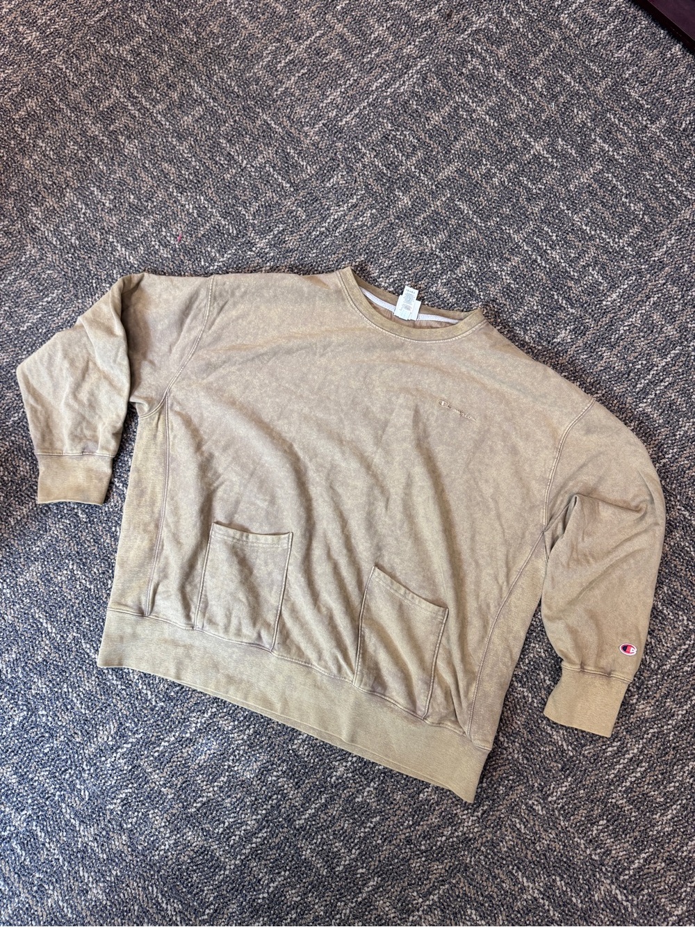Champion XXL Brown Acid Wash Heavyweight Crewneck